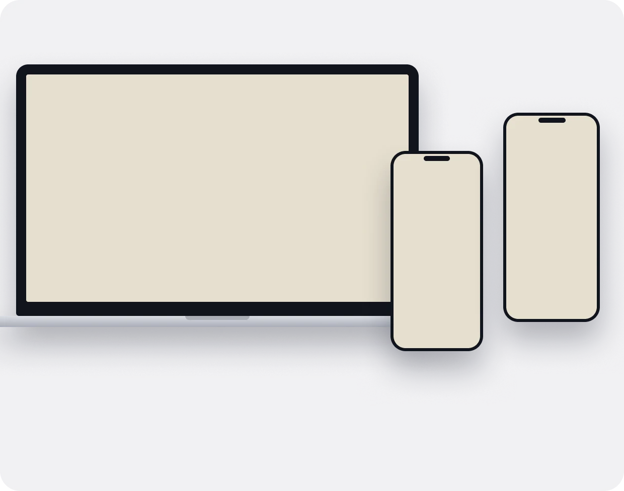 Enliven on a laptop and two phones