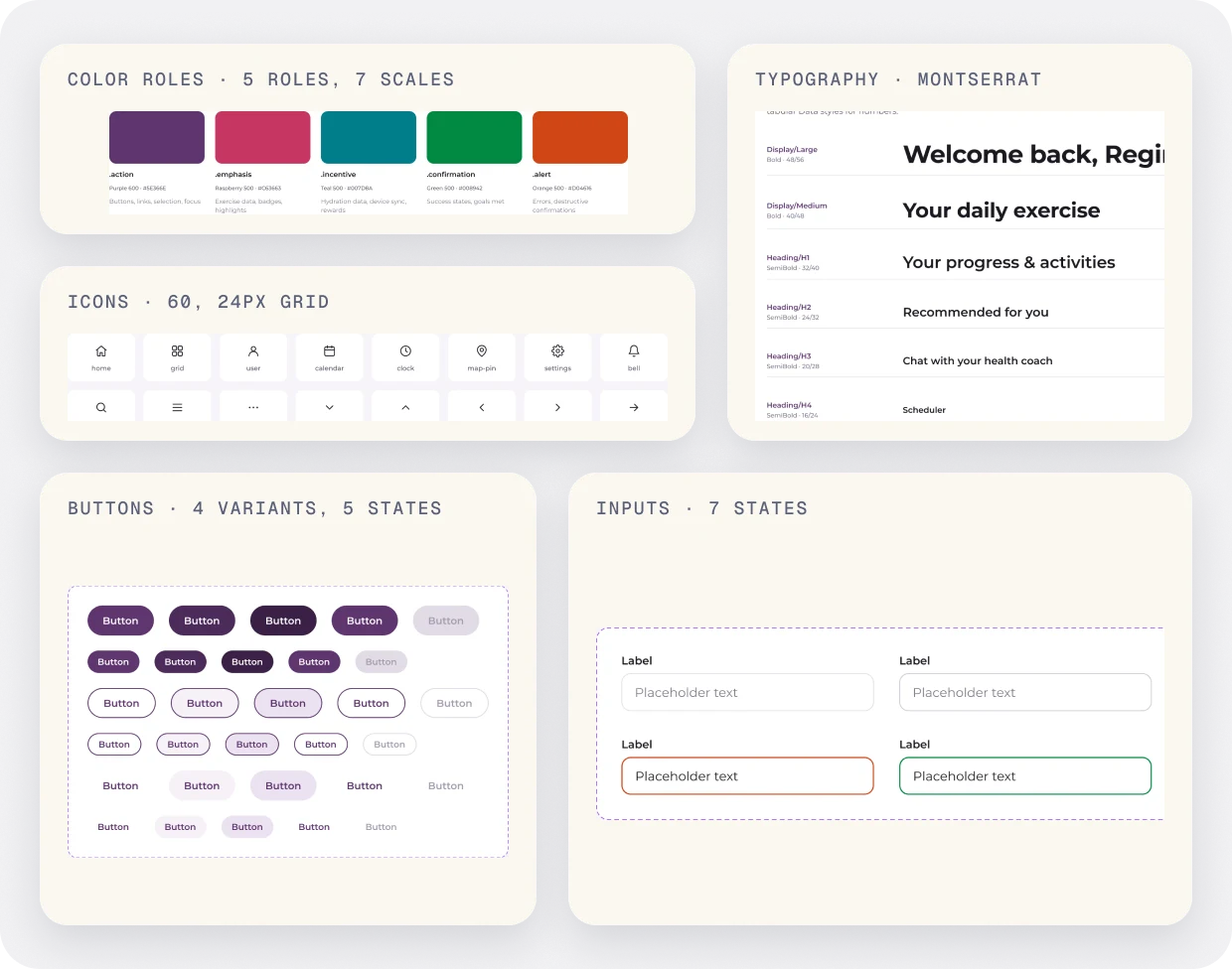 Color roles, typography, icons, buttons, and inputs from the Enliven design system
