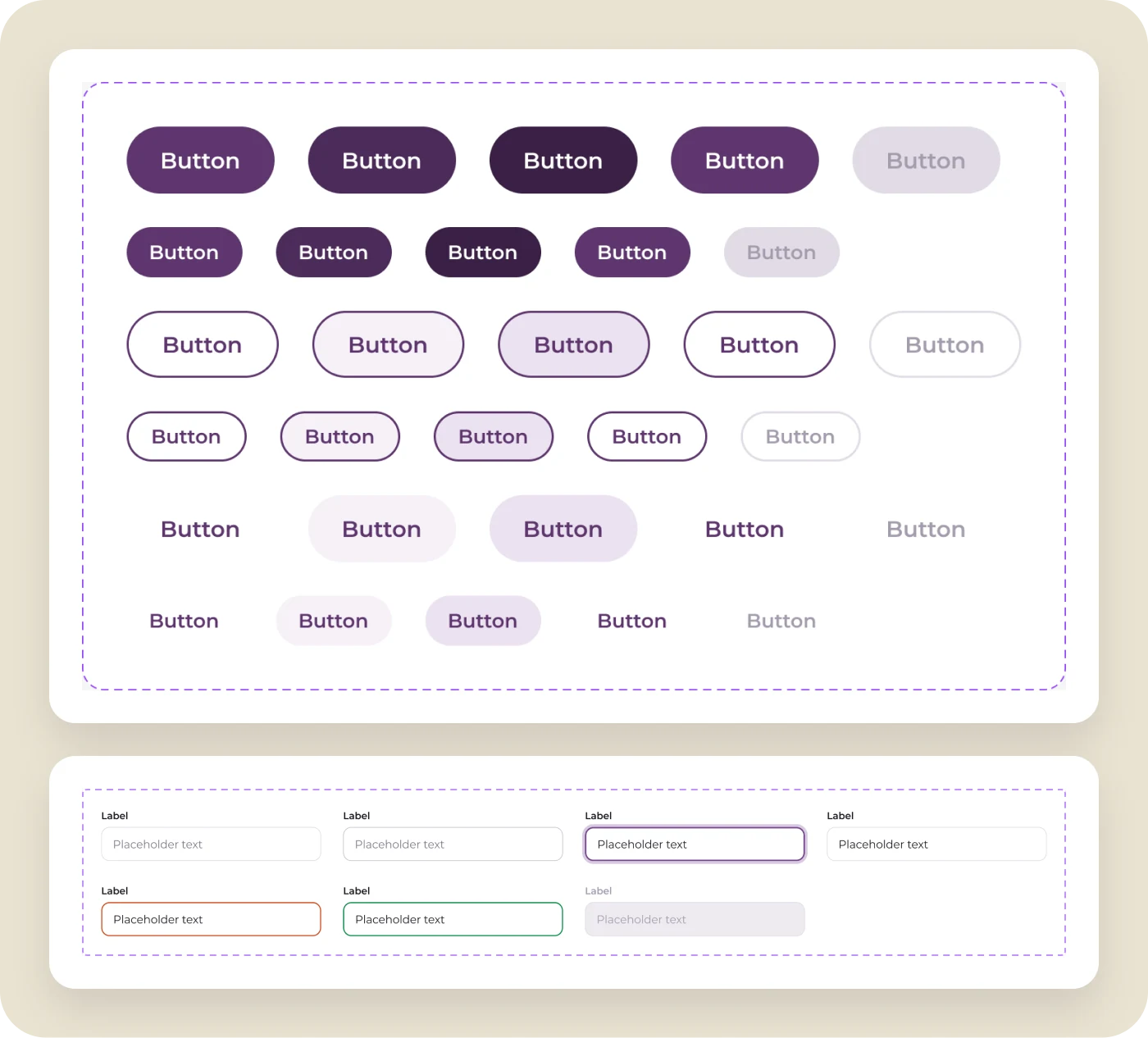 Button and input components in every state