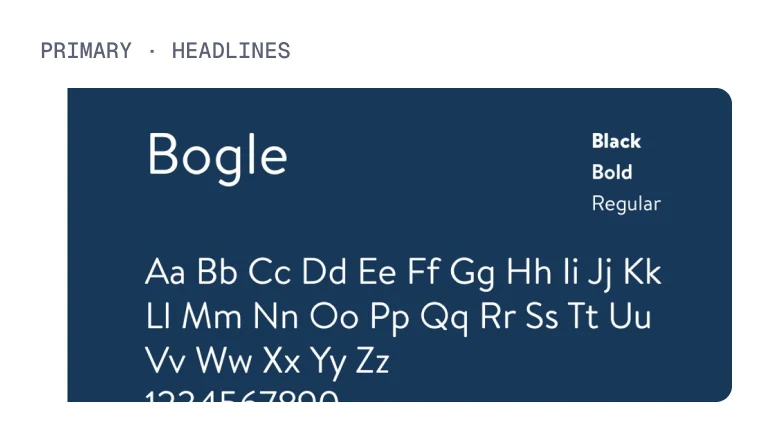 Primary typeface: Bogle, for headlines