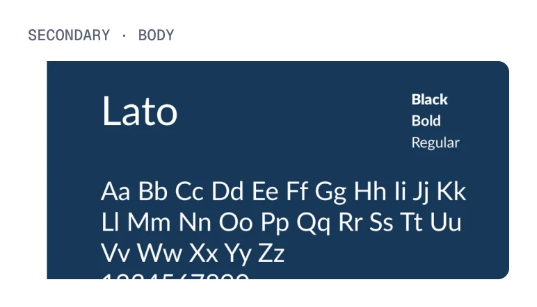 Secondary typeface: Lato, for body text